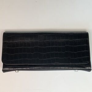 Me Too Black Crocodile Embossed Clutch